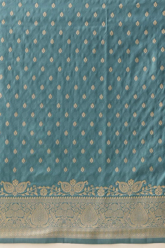 Blue Floral Woven Soft Silk Saree (SZ-NOOR-6-BU-3098)