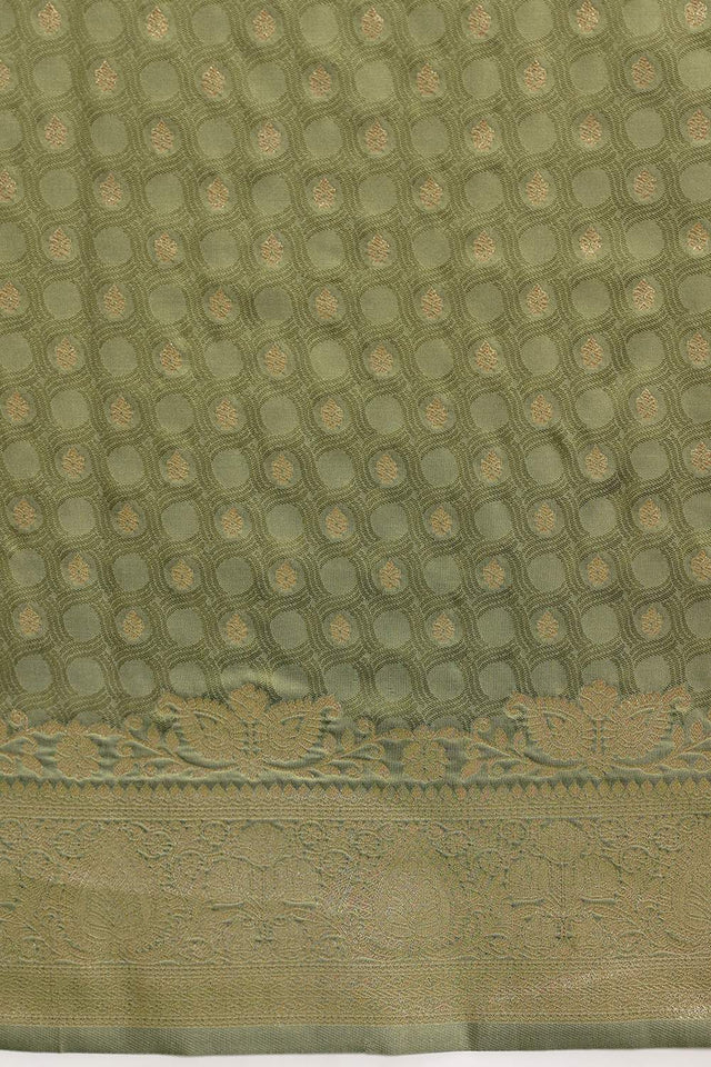 Olive Green Floral Woven Soft Silk Saree (SZ-NOOR-6-OL-3099)