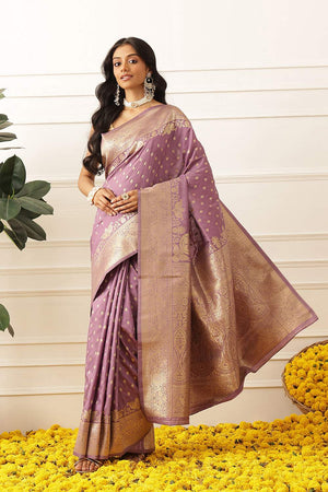 Violet Floral Woven Soft Silk Saree (SZ-NOOR-6-PP-3097)