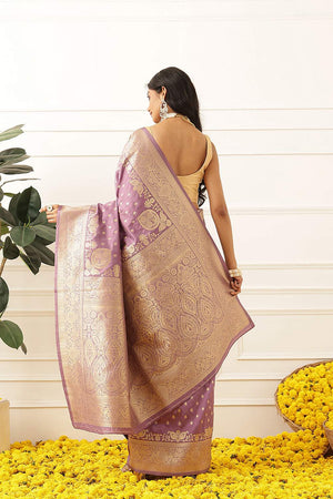 Violet Floral Woven Soft Silk Saree (SZ-NOOR-6-PP-3097)