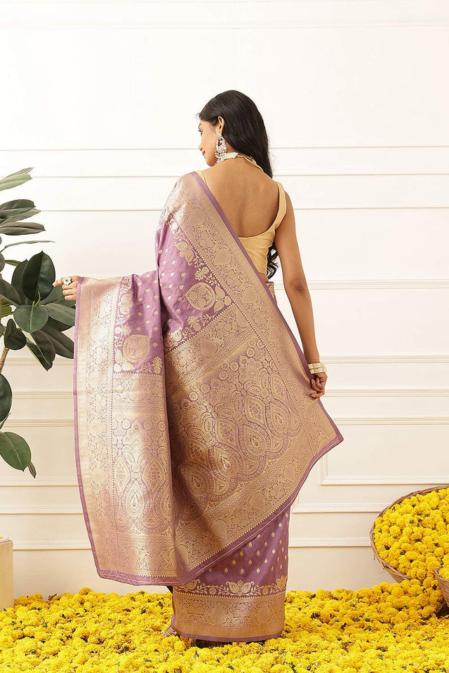 Violet Floral Woven Soft Silk Saree (SZ-NOOR-6-PP-3097)