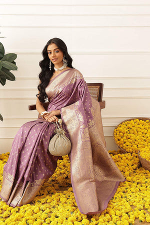 Violet Floral Woven Soft Silk Saree (SZ-NOOR-6-PP-3097)
