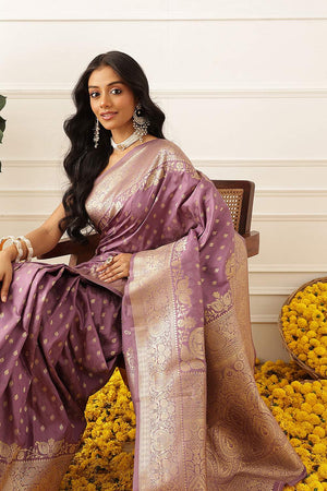 Violet Floral Woven Soft Silk Saree (SZ-NOOR-6-PP-3097)