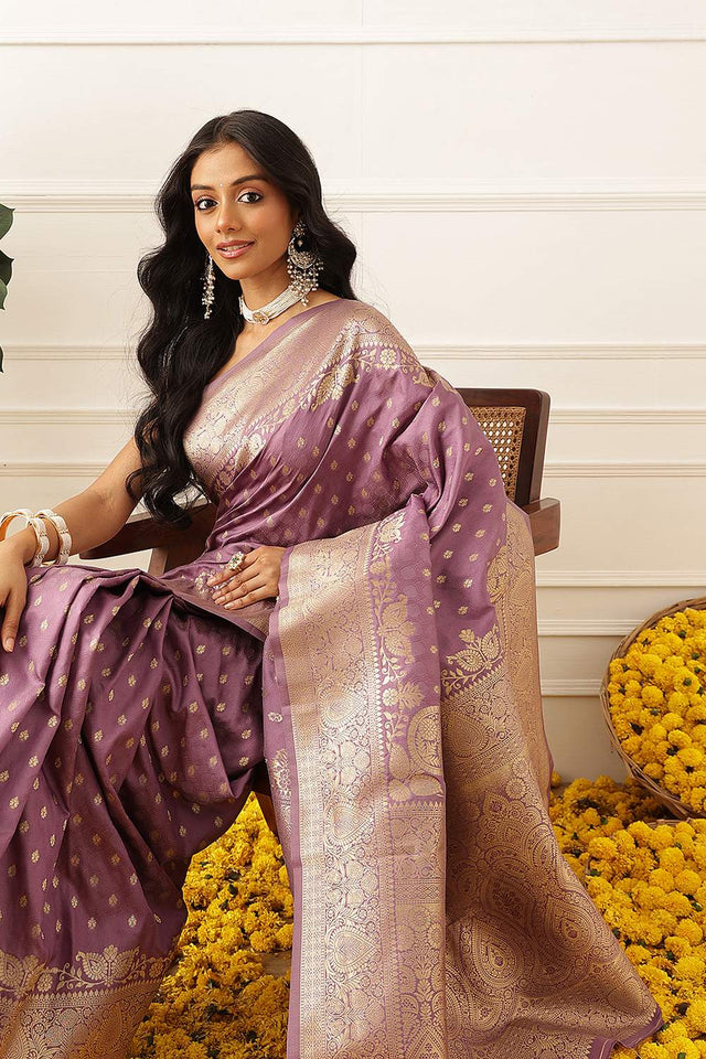 Violet Floral Woven Soft Silk Saree (SZ-NOOR-6-PP-3097)