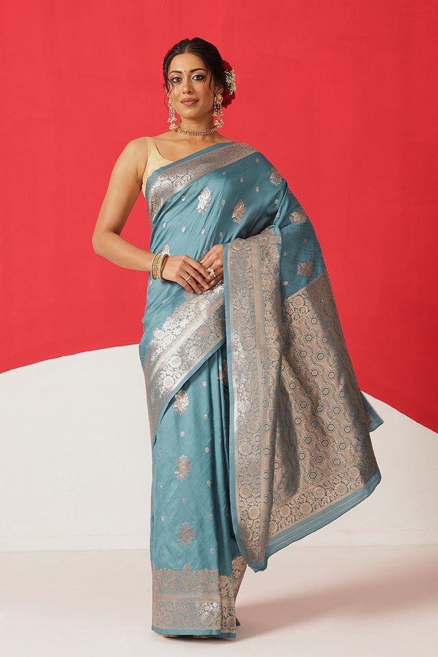 Blue Woven Silk Saree (SZ-NOOR-BU-3074)
