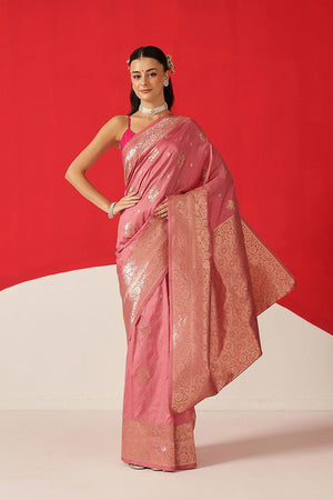 Pink Woven Silk Saree (SZ-NOOR-PN-3076)