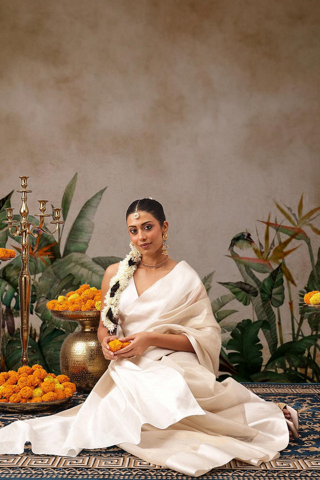 Beige Solid Silk Saree (SZ-ONAM31-3039)