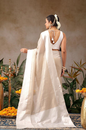 Beige Solid Silk Saree (SZ-ONAM31-3039)