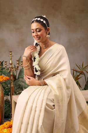Beige Woven Tissue Saree (SZ-ONAM32-3040)