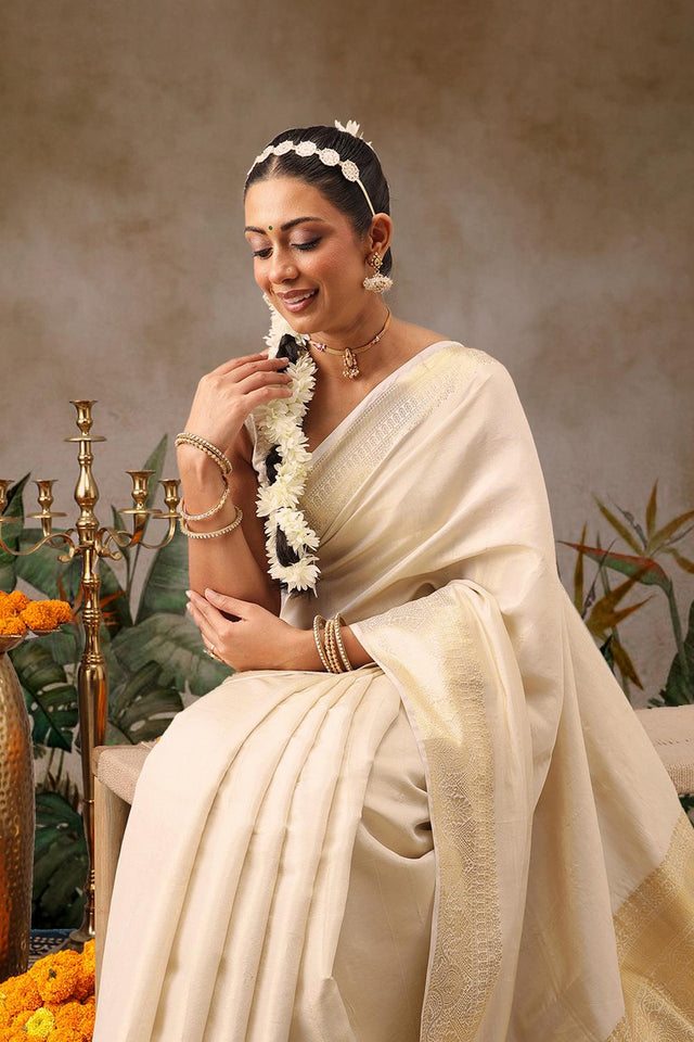 Beige Woven Tissue Saree (SZ-ONAM32-3040)