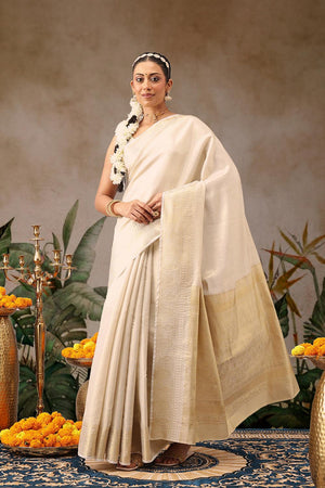 Beige Woven Tissue Saree (SZ-ONAM32-3040)