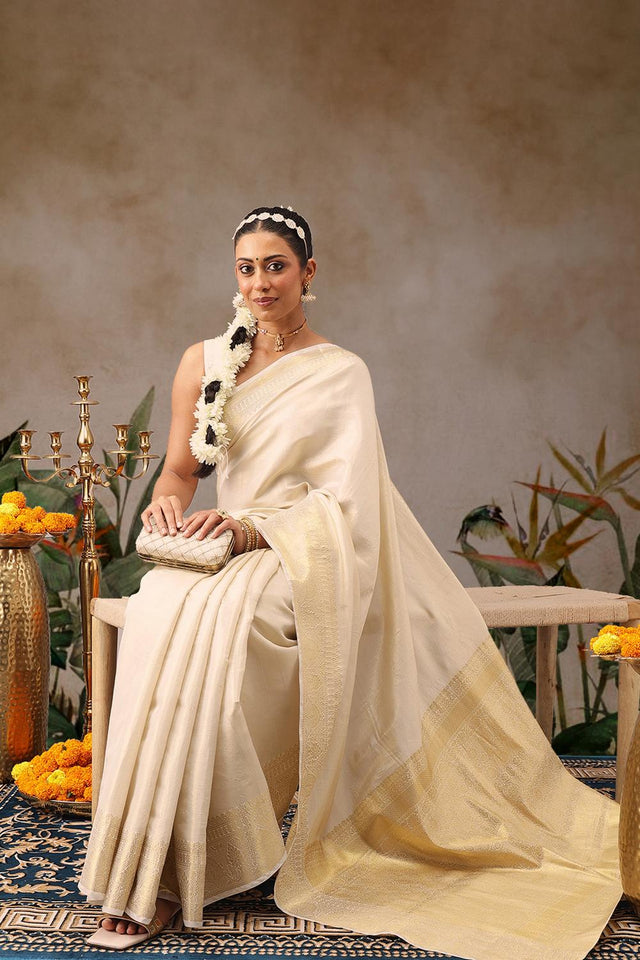 Beige Woven Tissue Saree (SZ-ONAM32-3040)