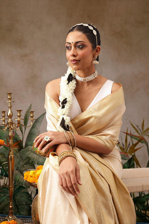 Beige Woven Silk Saree (SZ-ONAM34-3042)