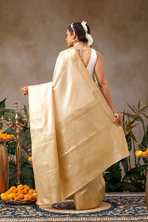 Beige Woven Silk Saree (SZ-ONAM34-3042)