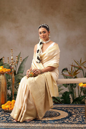 Beige Woven Silk Saree (SZ-ONAM34-3042)