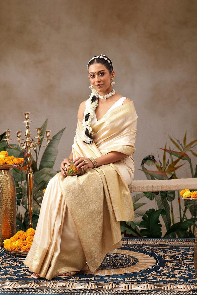 Beige Woven Silk Saree (SZ-ONAM34-3042)