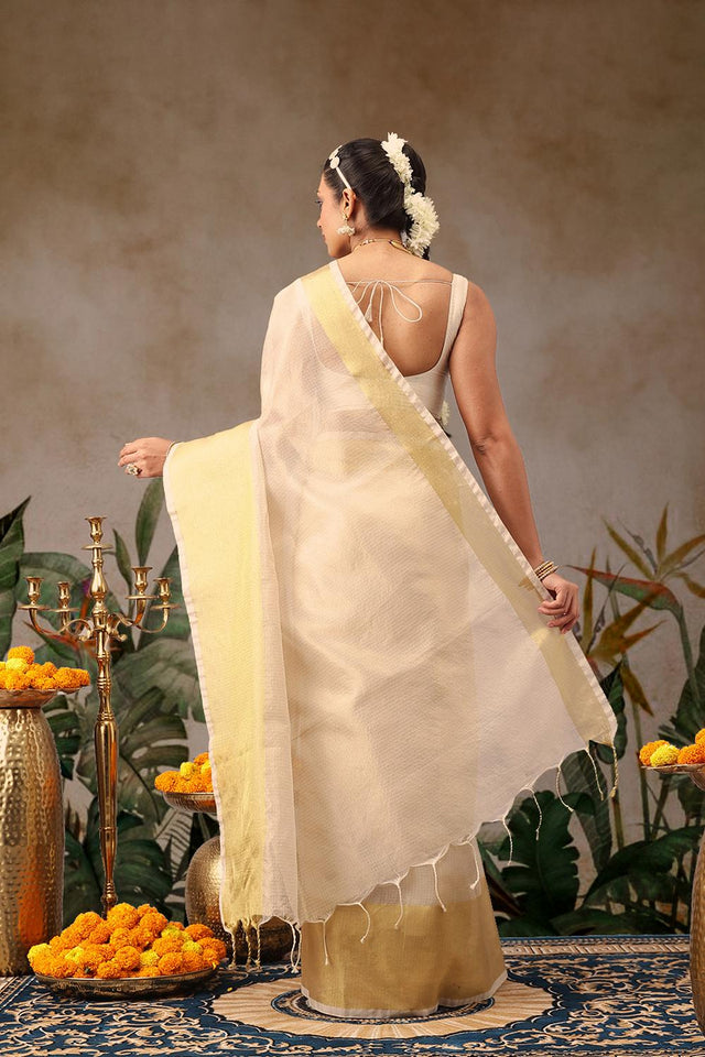 Beige Woven Silk Saree (SZ-ONAM35-3063)