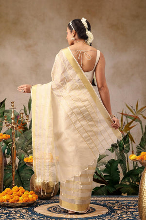 Beige Woven Silk Saree (SZ-ONAM36-3064)