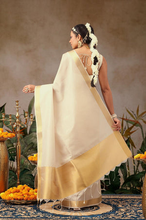 Beige Woven Tissue Saree (SZ-ONAM37-3065)