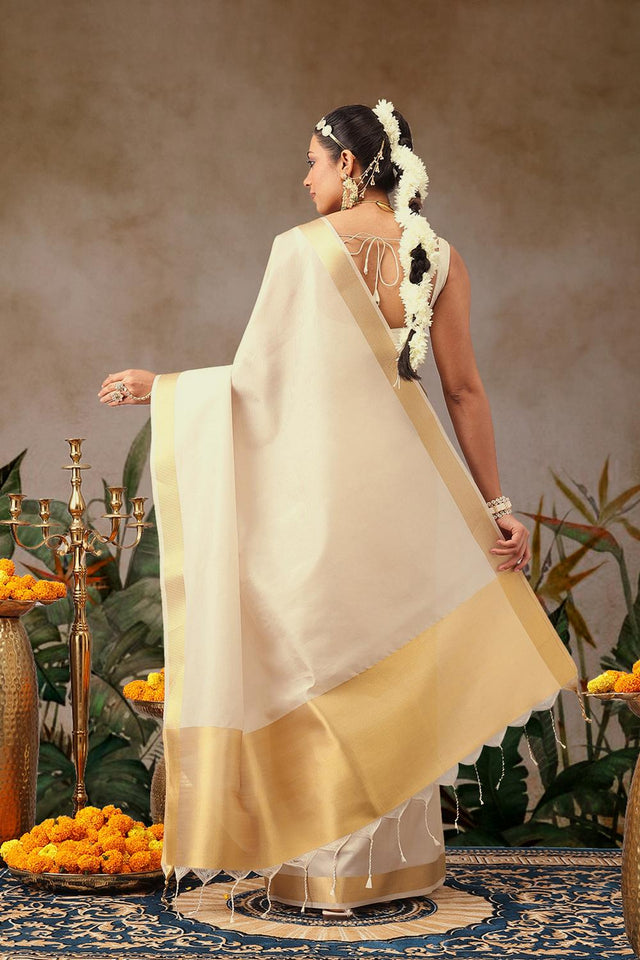 Beige Woven Tissue Saree (SZ-ONAM37-3065)
