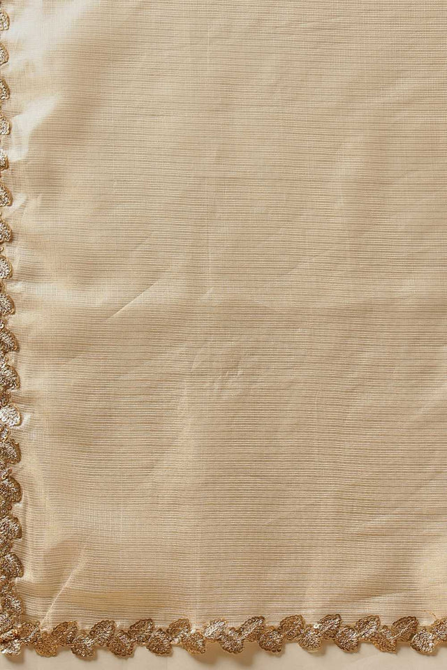 Beige Solid Muga Silk Saree
