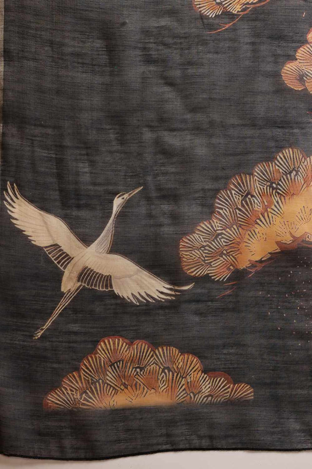 Blue  Floral Printed Tissue  Saree