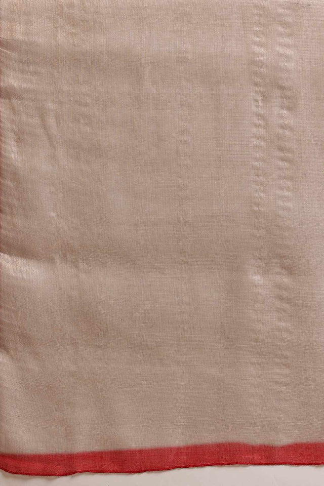 Beige Solid Tissue  Saree