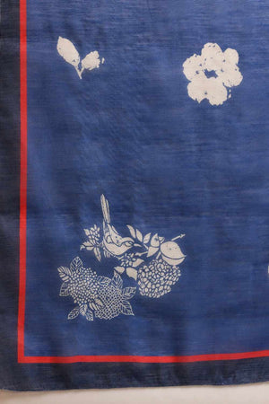 Blue  Floral Printed Tissue  Saree