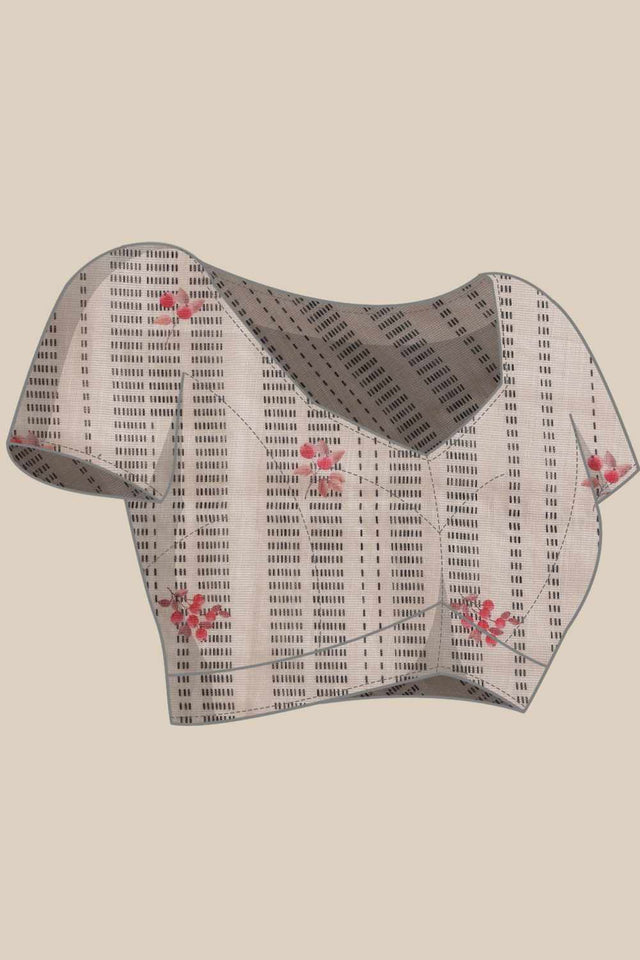 Blue  Floral Printed Tissue  Saree