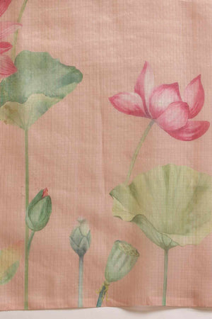 Orange  Floral Printed Tissue  Saree