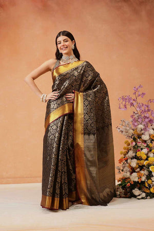 Black Kanjivaram  Silk Zari Saree