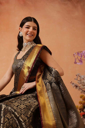 Black Kanjivaram  Silk Zari Saree