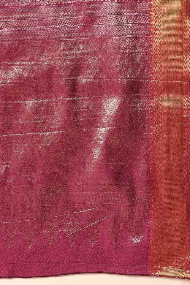Pink Zari Woven Silk Saree