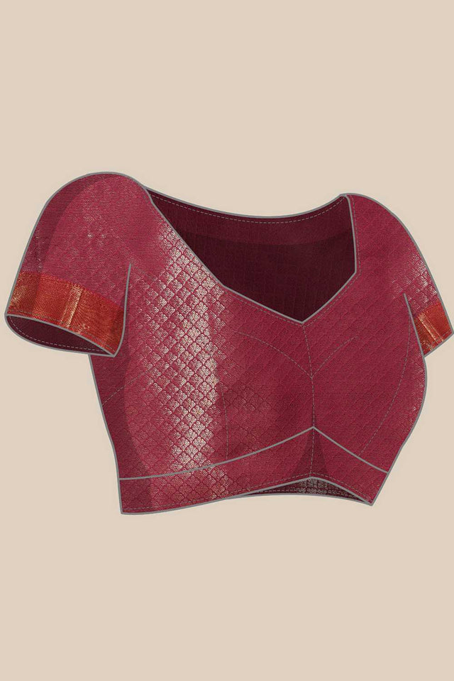 Pink Zari Woven Silk Saree