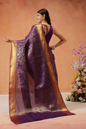 Violet Kanjivaram  Silk Zari Saree