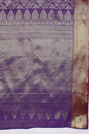 Violet Kanjivaram  Silk Zari Saree