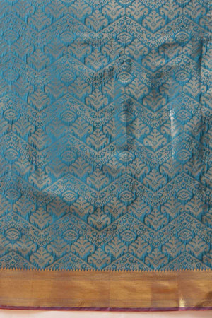 Turquoise Kanjivaram  Silk Zari Saree