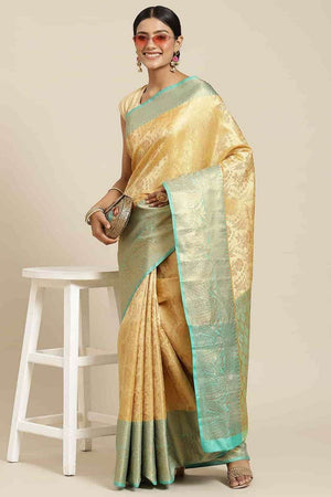 Beige Woven Kanjivaram Silk Saree