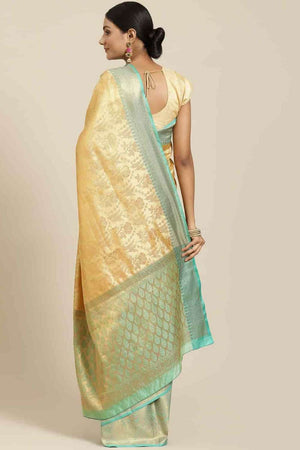 Beige Woven Kanjivaram Silk Saree