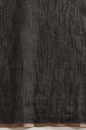 Black Half & Half Floral Printed Silk  Saree