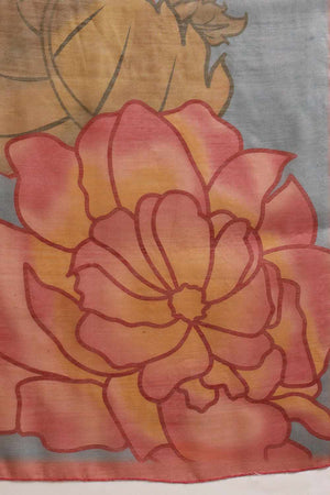 Black Half & Half Floral Printed Silk  Saree