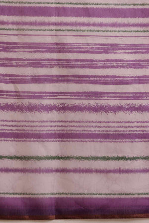 Violet Half & Half Printed Silk  Saree