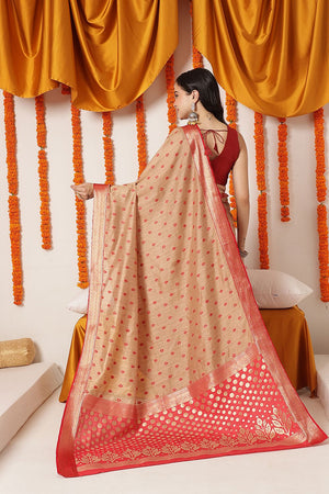 Beige Floral Woven Cotton Silk Saree (SZ-WVBC3-BE-3287)