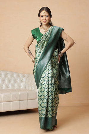 Green Abstract Woven Banarasi Silk Saree (SZ-WVBS1-GN-3230)
