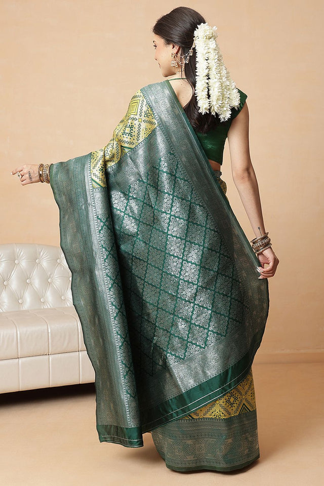 Olive Green Abstract Woven Banarasi Silk Saree (SZ-WVBS1-OL-3233)