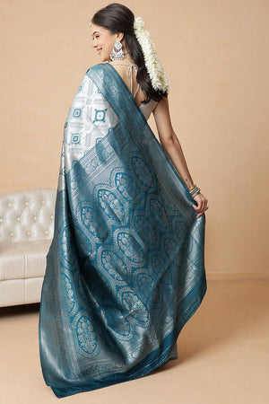 Silver Abstract Woven Banarasi Silk Saree (SZ-WVBS1-TL-3232)