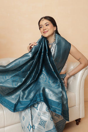 Silver Abstract Woven Banarasi Silk Saree (SZ-WVBS1-TL-3232)