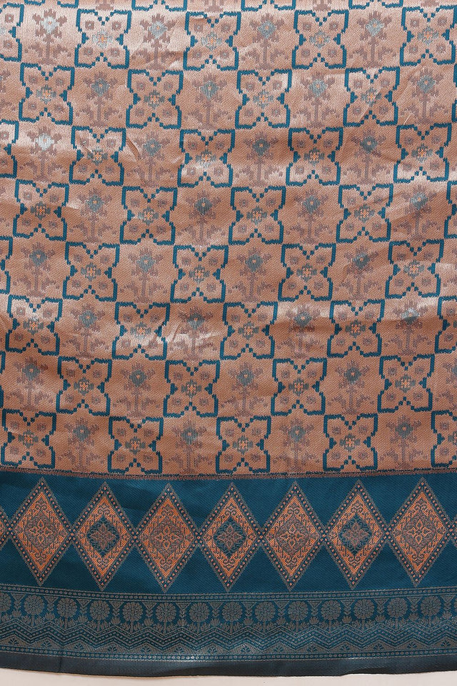 Peach Abstract Woven Banarasi Silk Saree (SZ-WVBS2-PE-3236)