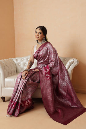 Pink Floral Woven Banarasi Silk Saree (SZ-WVBS2-PN-3238)