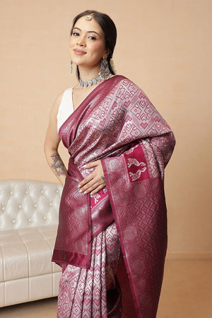 Pink Floral Woven Banarasi Silk Saree (SZ-WVBS2-PN-3238)